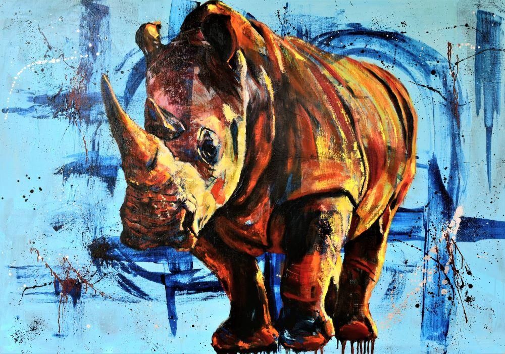 Rhino_140x100cm_1000-a4b9d33c Contemporary mixed media artist, creating colorful, uplifting art.